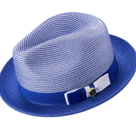 Men'sROYAL Braided Two Tone Stingy Brim Pinch FedoraH-68